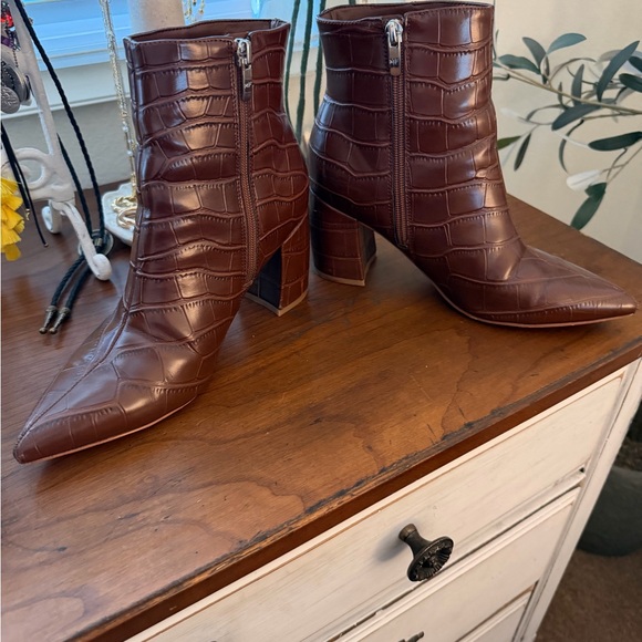 Marc Fisher Cognac Croc Booties - Picture 2 of 4